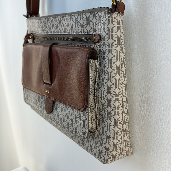 Fossil Two Tone Printed Design Leather Crossbody Bag - Picture 4 of 10